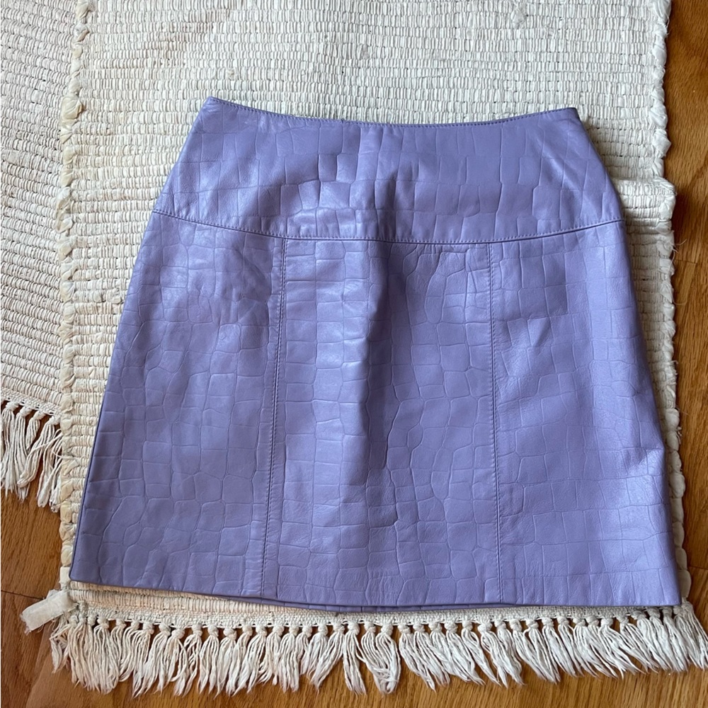 Alberto Makali vintage purple leather croc embossed mini skirt size 4